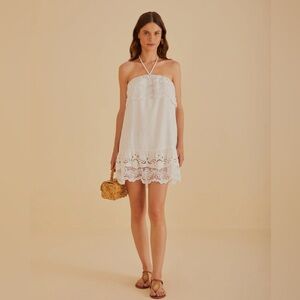 NWT FARM Rio White Lace Mini Dress
